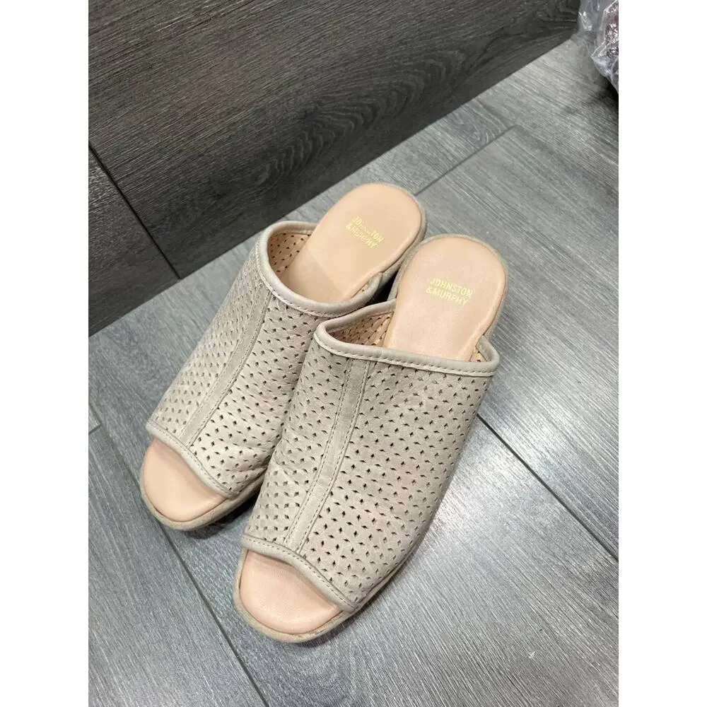 Johnson & Murphy cream perforated wedge slides Cream 8.5 Medium S000102 - Picture 6 of 11